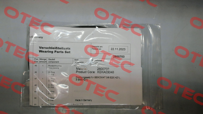 SET OF SEALS FOR BM6EPN25 Beko