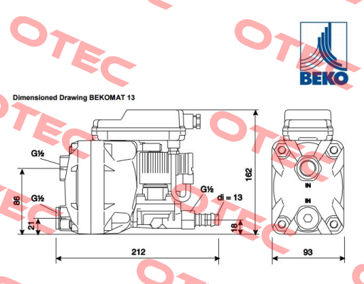 2000021  KA13A10A0 BEKOMAT 13, 230 VAC  Beko