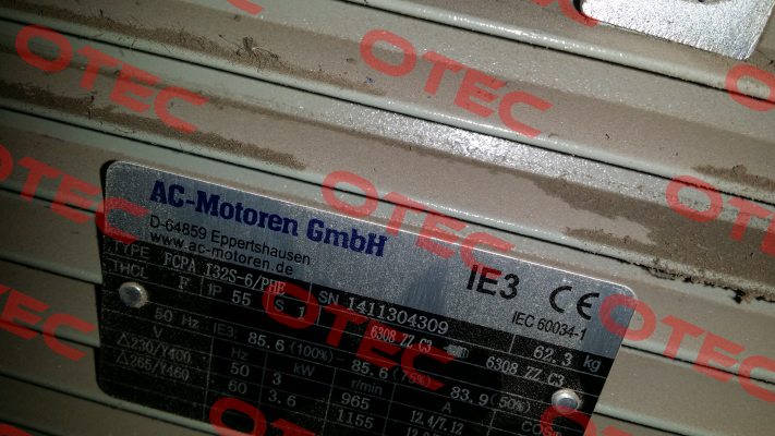 FCPA 100LA-6/PHE S/N: 1411304309   - not available, alternative -IE3AC13S6004  AC Motoren