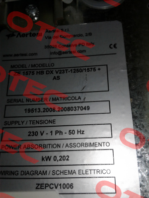 2560557 , type Zefiro 840/847/1250/1260   Aertesi