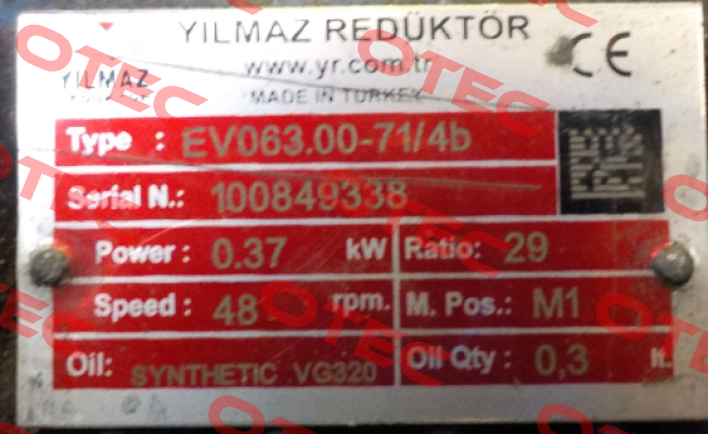 EV063.00-71M/4C  Yılmaz Redüktör