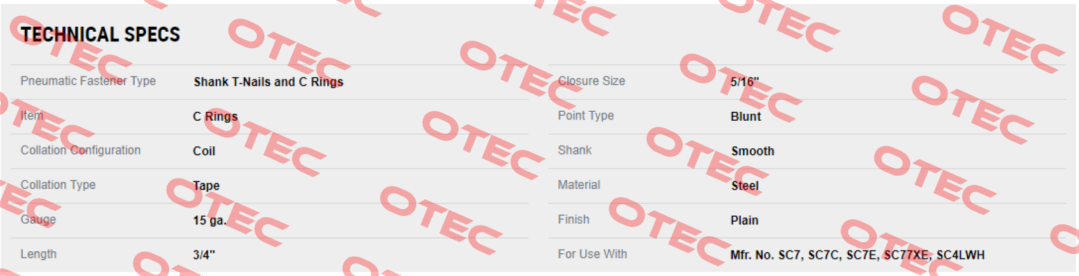 C-Ring 15 GA 3/4  (1 package= 10 000 pcs)  Bostitch