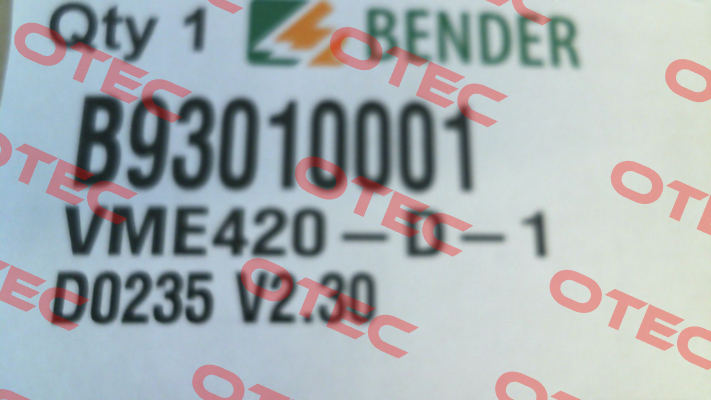 p/n: B93010001, Type: VME420-D-1    Bender