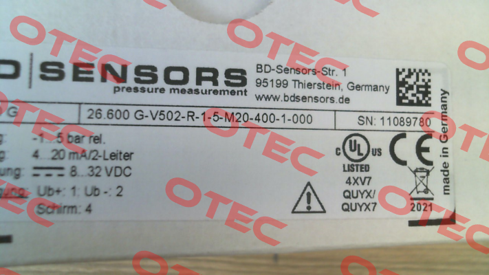 26.600 G-V502-R-1-5-M20-400-1-000 Bd Sensors