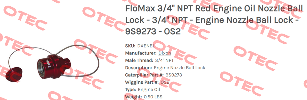9S9273     3/4" NPT male Thread Dixon